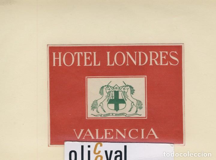 Etiquetas antiguas: ETIQUETA HOTEL VALENCIA ESPA&Ntilde;A LONDRES ROJA 100 X 75 mm -EH418- 7