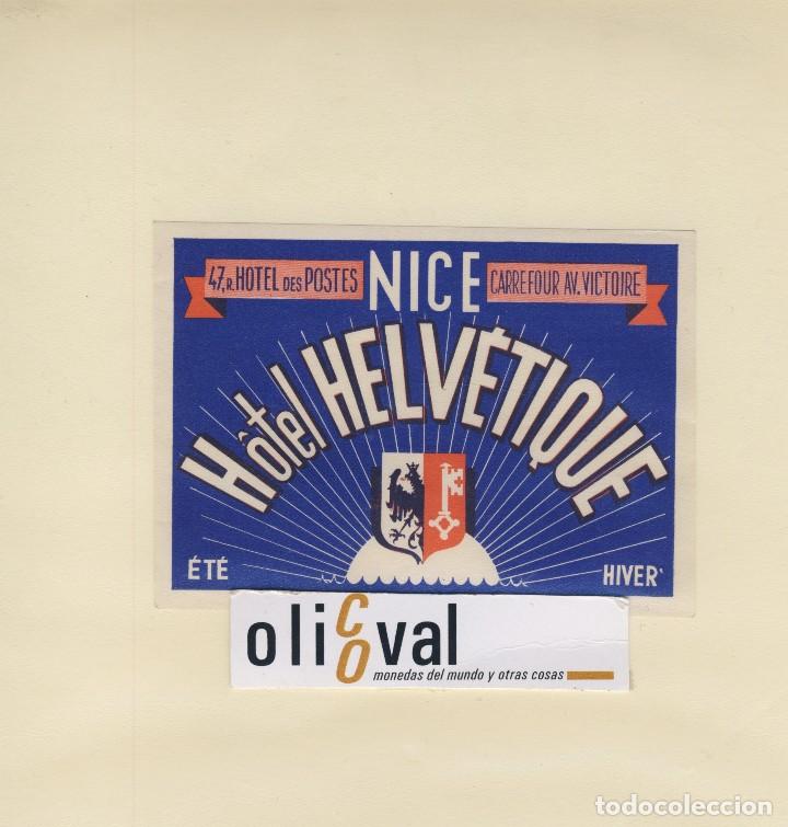 Etiquetas antiguas: ETIQUETA HOTEL NICE HOTE HELVETIQUEL ILUSTRACION  110 X 80 mm -EH418-30