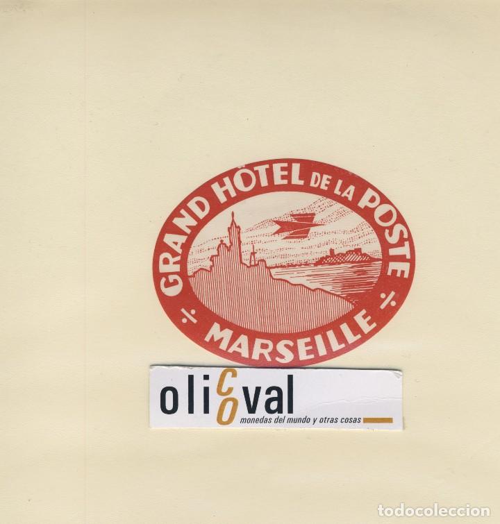 Etiquetas antiguas: ETIQUETA HOTEL MARSEILLE HOTEL  DE LA POSTE  OVAL  84 X 66 mm -EH418-33