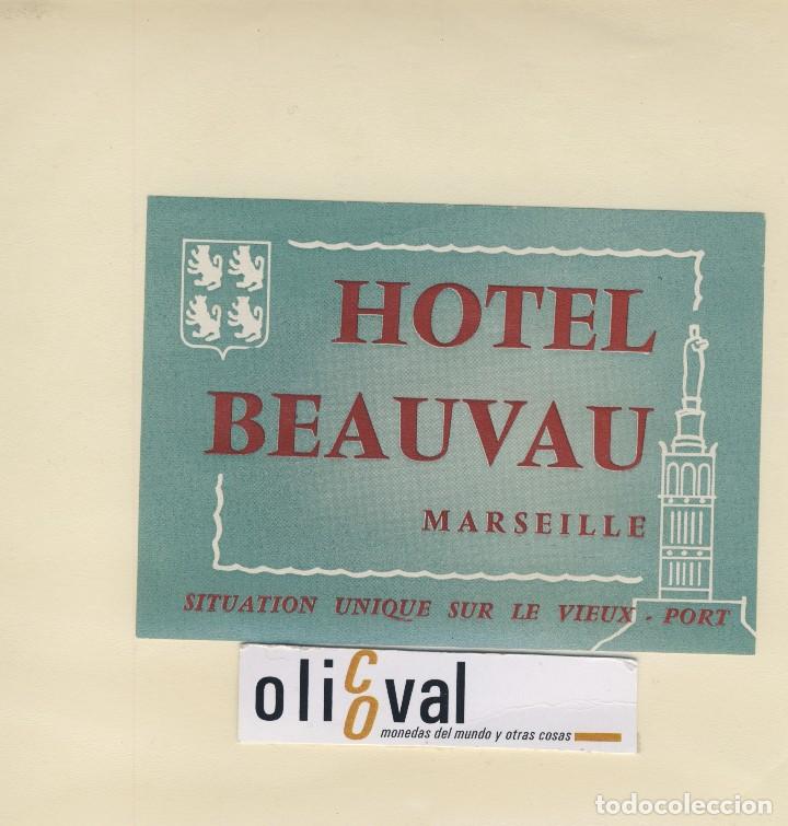 Etiquetas antiguas: ETIQUETA HOTEL MARSEILLE HOTEL BEAUVAU ILUSTRACION 125 X89 -EH418-34