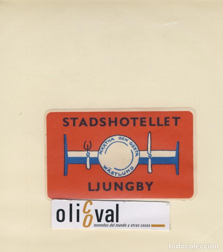 Etiquetas antiguas: ETIQUETA HOTEL LJUNGBY SUECIA  STADS HOTELLET TROQUEL  62  X 102 mm -EH418-54