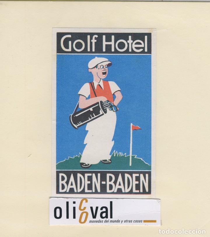Etiquetas antiguas: ETIQUETA HOTEL BADEN -BADEN HOTEL GOLF   75 X 122 mm -EH418-56