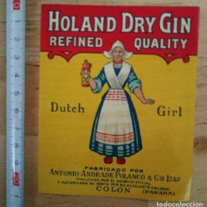 Etiqueta Holand Dry Gin Refined quality Dutch Girl Colon Panama