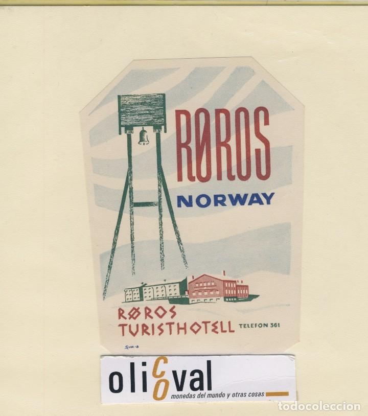 Etiquetas antiguas: ETIQUETA HOTEL ROROS NORWAY HOTEL TURISTHOTEL TROQUEL DATADA PIE DE IMPRENTA A&Ntilde;OS 10 75 EH418-87