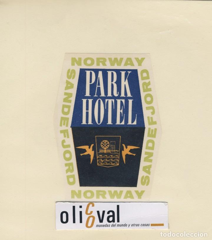 Etiquetas antiguas: ETIQUETA HOTEL SANDEFJOR NORWAY PARK HOTEL TROQUEL 75 EH418-88