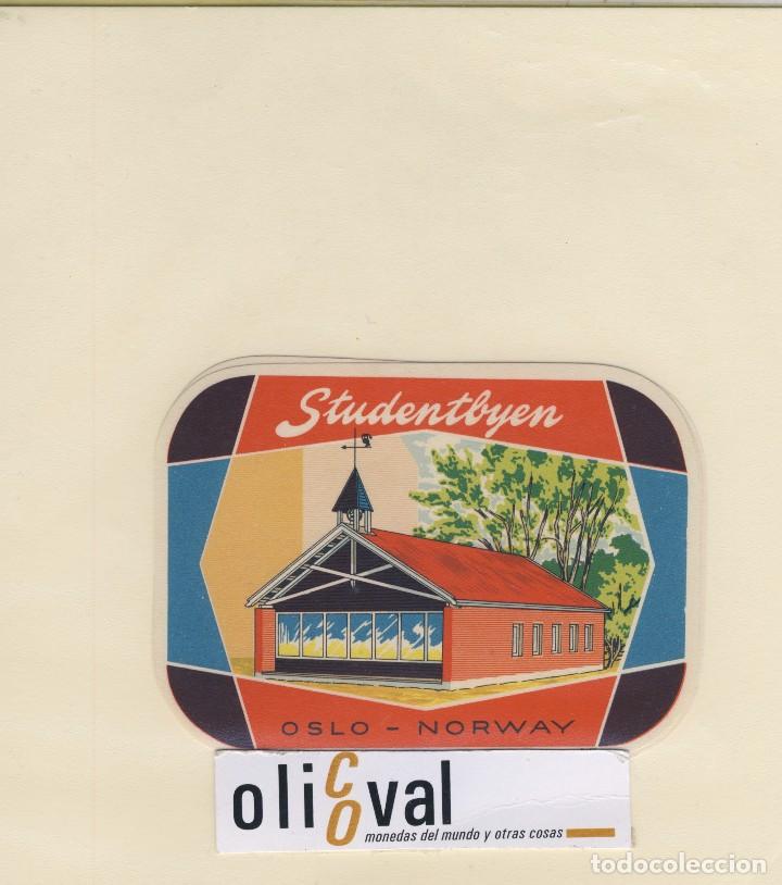 Etiquetas antiguas: ETIQUETA HOTEL OSLO NORWAY STUDENTBYEN TROQUEL 75 X 115 EH418-89