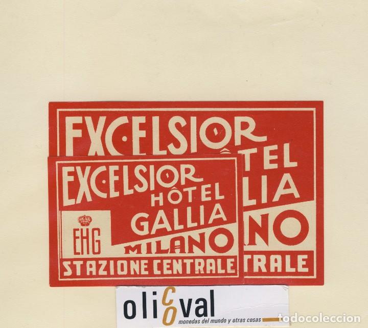 Etiquetas antiguas: ETIQUETA HOTEL MILANO ITALIA  JUEGO DOS PIEZAS 110 X 85-85X 62  EH418-97