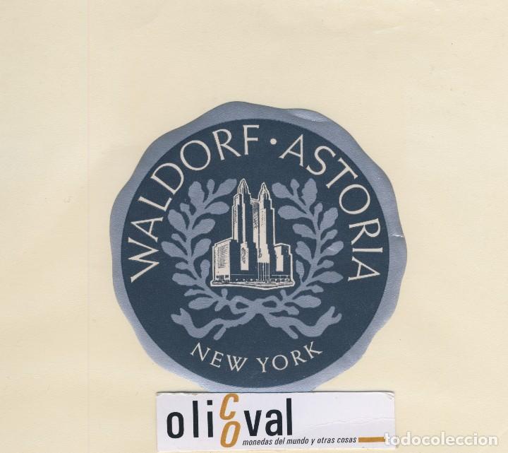Etiquetas antiguas: ETIQUETA HOTEL NEW YORK  U.S.A. HOTEL WALDORF ASTORIA  TROQUEL IRREGULAR 100 EH418-100