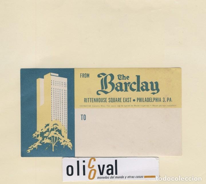 Etiquetas antiguas: ETIQUETA HOTEL PHILADELPHIA 3.pa. U.S.A. HOTEL THE BARCLAY TROQUEL 68 mm EH418-105
