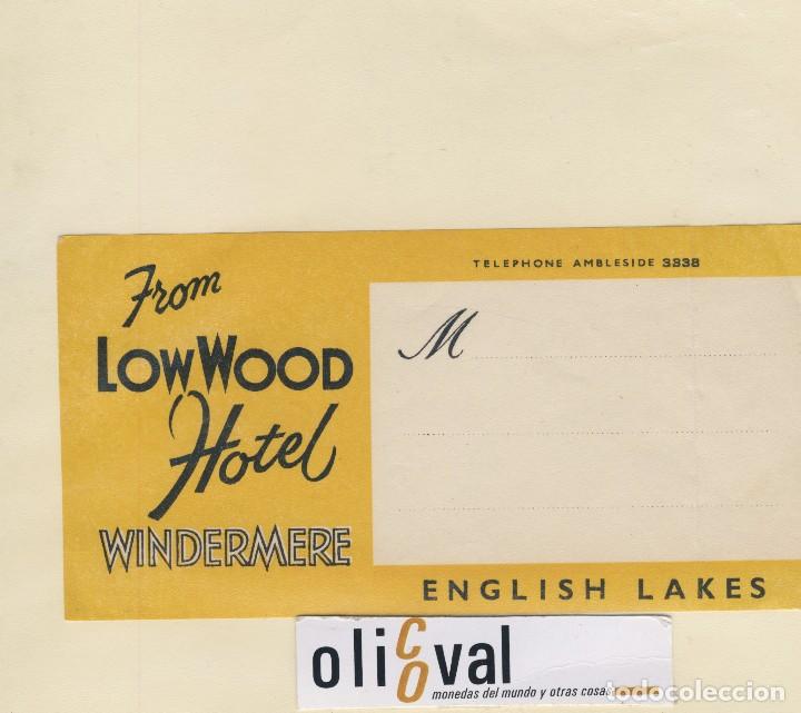 Etiquetas antiguas: ETIQUETA HOTEL WINDERMERE HOTEL LOWOOD A&Ntilde;OS 50- 160 X 83   mm EH418-106