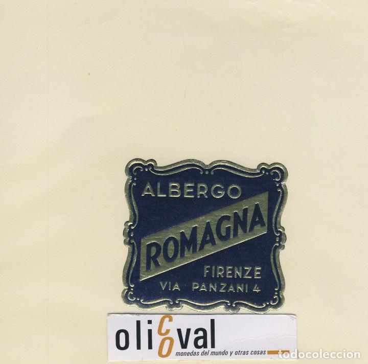 Etiquetas antiguas: ETIQUETA HOTEL-FIRENZE ITALIA HOTEL ROMAGNA 65X 65 GOPE SECO ORO TROQUEL IRREGULAR 65 mm EH418-138