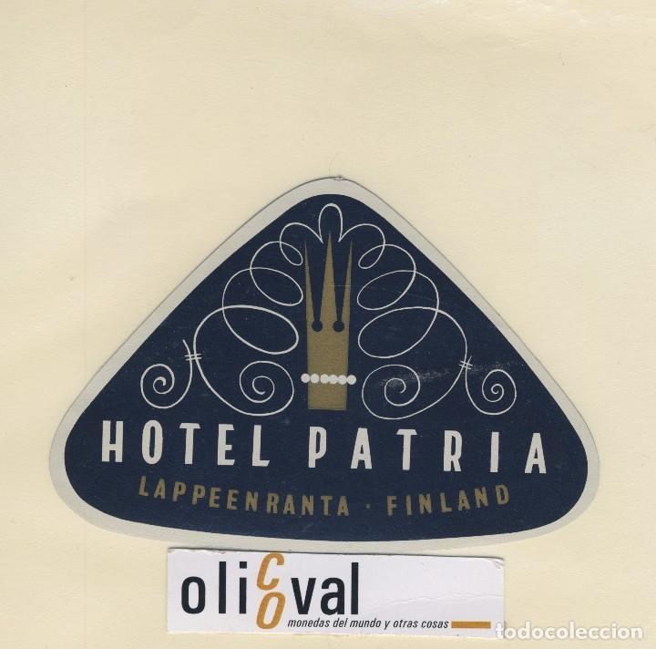 Etiquetas antiguas: ETIQUETA HOTEL-LAPPEENRANTA FINLAND  HOTEL PATRIA  TROQUEL 90 X 130 mm A&Ntilde;OS 50 EH418-147