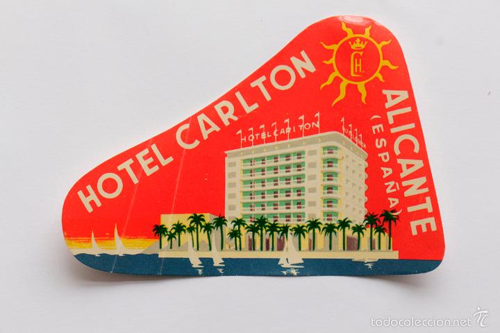 Etiquetas antiguas: Etiqueta del Hotel Carlton, Alicante