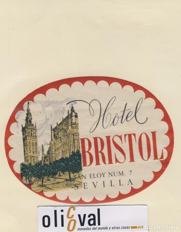Etiquetas antiguas: ETIQUETA HOTEL SEVILLA ESPA&Ntilde;A HOTELBRISTOLL TROQUEL125 X 95 mm