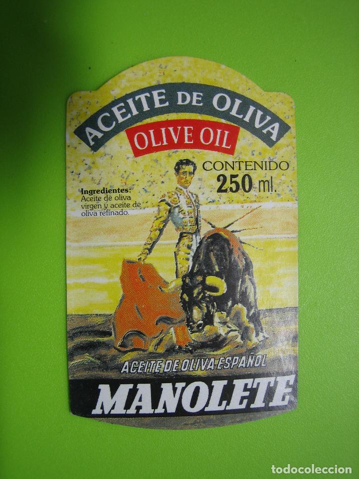 Etiquetas antiguas: Etiqueta pegatina aceite de oliva Manolete