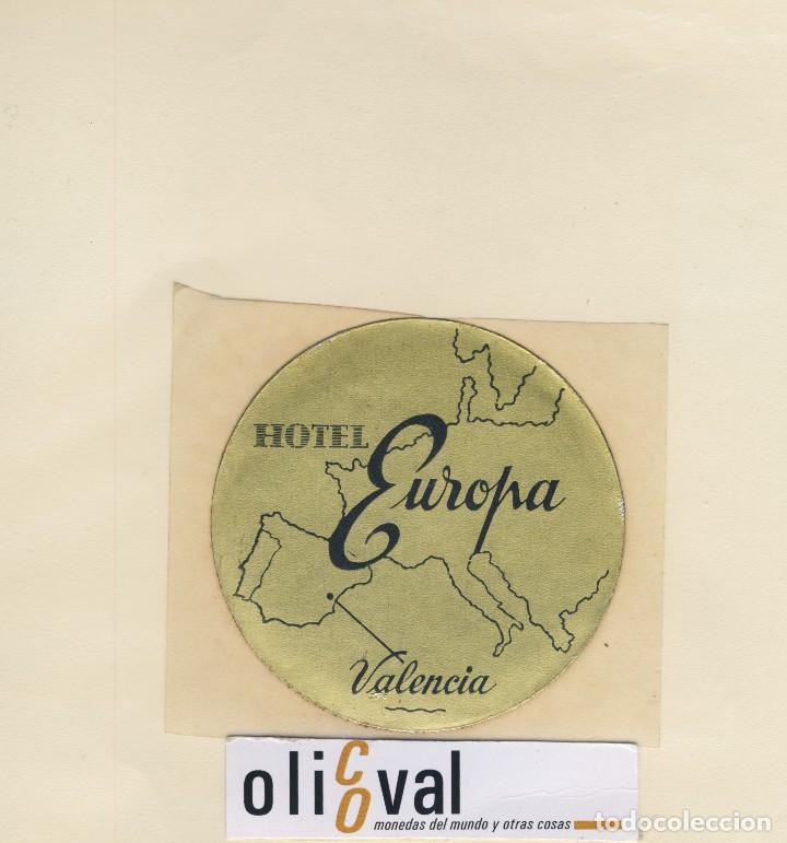 Etiquetas antiguas: ETIQUETA HOTEL VALENCIA ESPA&Ntilde;A HOTEL EUROPA TROQUEL ULTIMA EPOCA 80 EH418-204