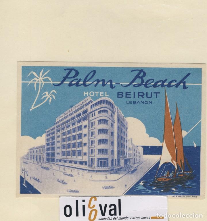 Etiquetas antiguas: ETIQUETA HOTEL BEIRUT LEBANON  HOTEL PALM BEACH1 40 X 102 mm EH418-210