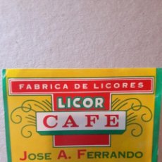 Etiquetas antiguas: ANTIGUA ETIQUETA LICOR CAFÉ JOSÉ A. FERRANDO. ALGEMESÍ (VALENCIA). SIN USAR.