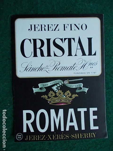 Etiquetas antiguas: Etiqueta de vino de Jerez bodega  Sanchez Romate Cristal