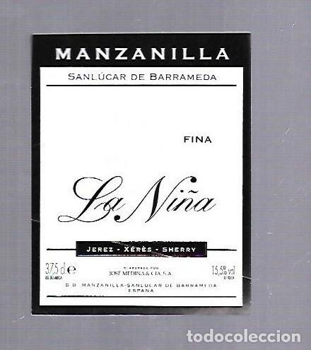 Old Labels: ETIQUETA DE VINO. MANZANILLA. LA NI&Ntilde;A. SANLUCAR DE BARRAMEDA. JOSE MEDINA & CIA