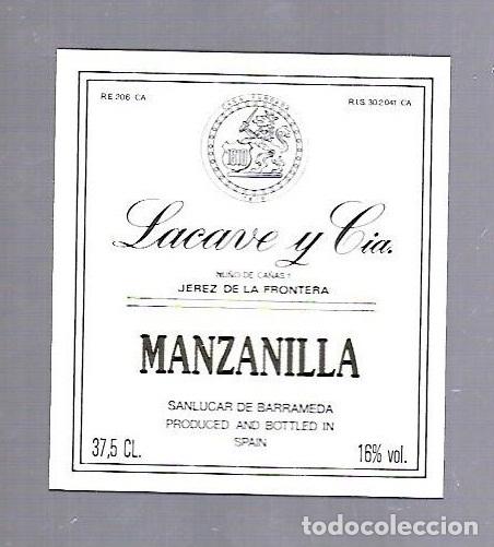 Old Labels: ETIQUETA DE VINO. MANZANILLA. LACAVE Y CIA. SANLUCAR DE BARRAMEDA