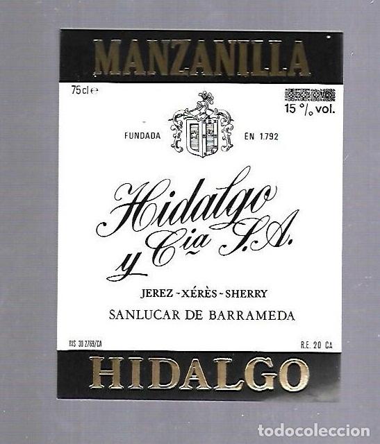 Old Labels: ETIQUETA DE VINO. MANZANILLA. HIDALGO Y CIA. SANLUCAR DE BARRAMEDA