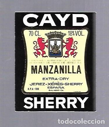 Etichette antiche: ETIQUETA DE VINO. MANZANILLA CAYD EXTRA DRY. SANLUCAR DE BARRAMEDA. SHERRY