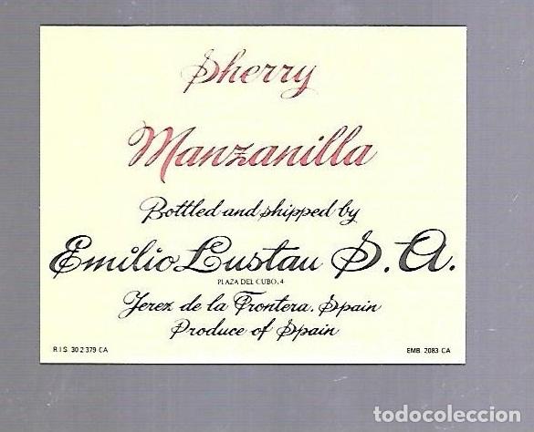 Etichette antiche: ETIQUETA DE VINO. MANZANILLA SHERRY. EMILIO LASTAU. JEREZ