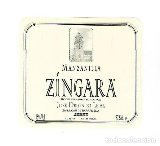 Etichette antiche: ETIQUETA DE VINO. MANZANILLA. ZINGARA. JOSE DELGADO LEJAL. SANLUCAR DE BARRAMEDA