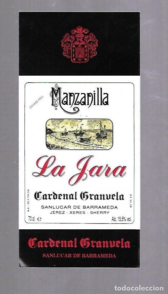 Old Labels: ETIQUETA DE VINO. MANZANILLA LA JARA. CARDENAL GRANUELA. SANLUCAR