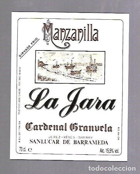 Old Labels: ETIQUETA DE VINO. MANZANILLA LA JARA. CARDENAL GRANUELA. SANLUCAR
