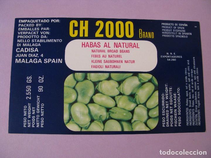 Alte Etiketten: ETIQUETA DE HABAS AL NATURAL. CADISA. MALAGA.