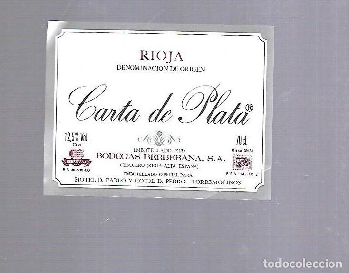 Etiquetas antiguas: ETIQUETA DE VINO. HOTEL DON PABLO Y HOTEL DON PEDRO. TORREMOLINOS