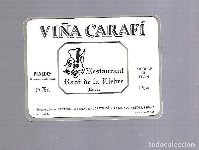 Etichette antiche: ETIQUETA DE VINO. RESTAUTANT RACO DE LA LLEBRE, ROSES