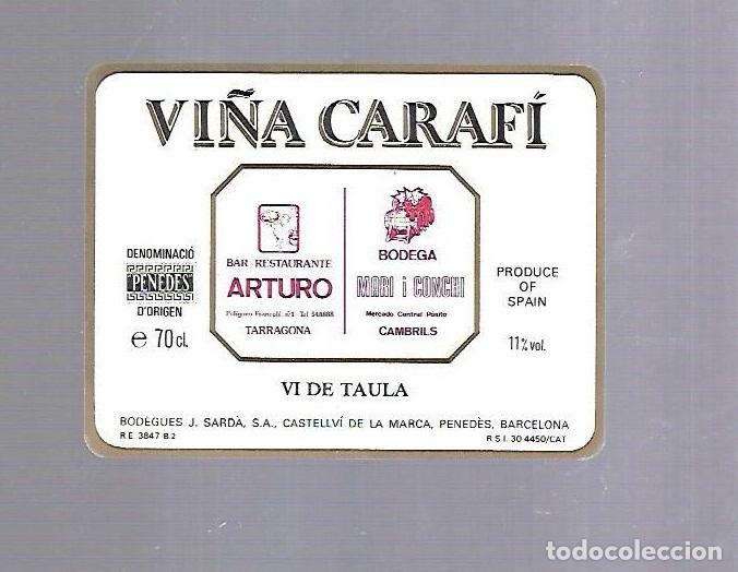 Etichette antiche: ETIQUETA DE VINO. BAR RESTAURANTE ARTURO. TARRAGONA