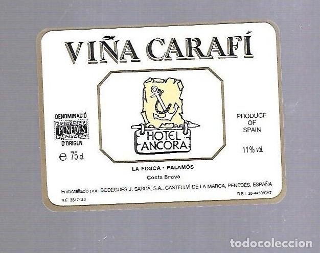 Etiquetas antiguas: ETIQUETA DE VINO. HOTEL ANCORA. LA FOSCA, PALAMOS