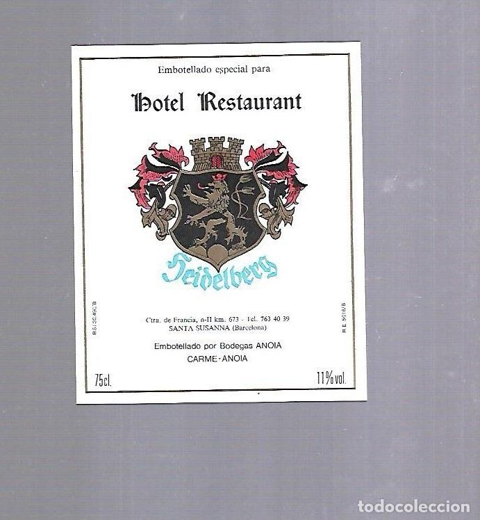 Etichette antiche: ETIQUETA DE VINO. RESTAURANTE HEIDELBERG, SANTA SUSANNA. BARCELONA