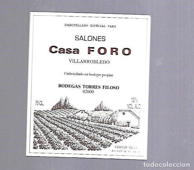 Etichette antiche: ETIQUETA DE VINO. SALONES CASA FORO. VILLAROBLEDO