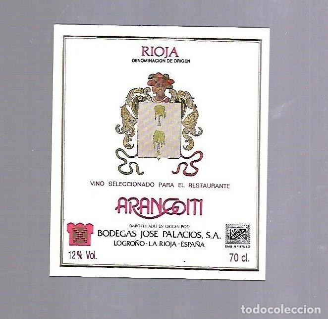 Etichette antiche: ETIQUETA DE VINO. RESTAURANTE ARANGOITI
