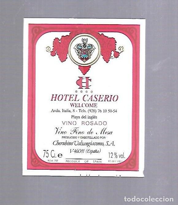 Etiquetas antiguas: ETIQUETA DE VINO. HOTEL CASERIA. PLAYA DEL INGLES