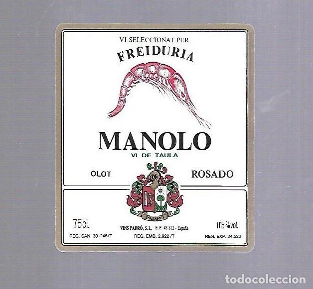 Etichette antiche: ETIQUETA DE VINO. FREIDURIA MANOLO. OLOT