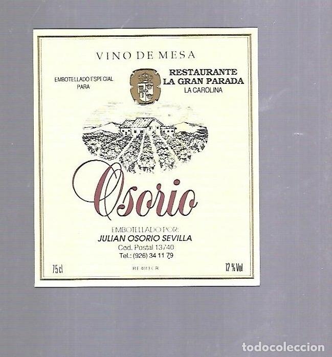 Etichette antiche: ETIQUETA DE VINO. RESTAURANTE LA GRAN PARADA. LA CAROLINA