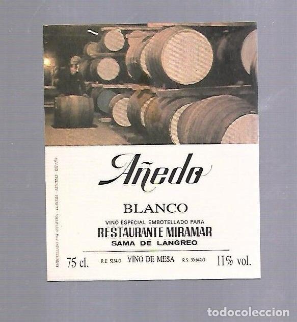 Alte Etiketten: ETIQUETA DE VINO. RESTAURANTE MIRAMAR. SAMA DE LANGREO