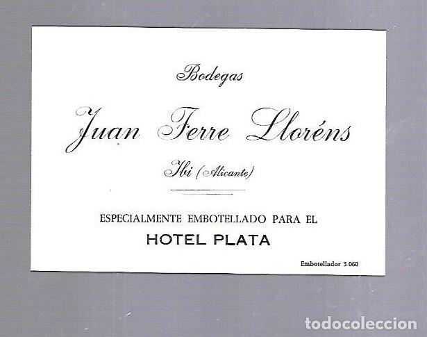 Etiquetas antiguas: ETIQUETA DE VINO. HOTEL PLATA.