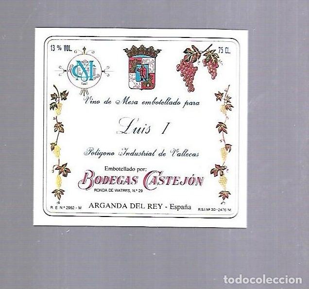 Alte Etiketten: ETIQUETA DE VINO. LUIS I. POLIGONO INDUSTRIAL DE VALLECAS