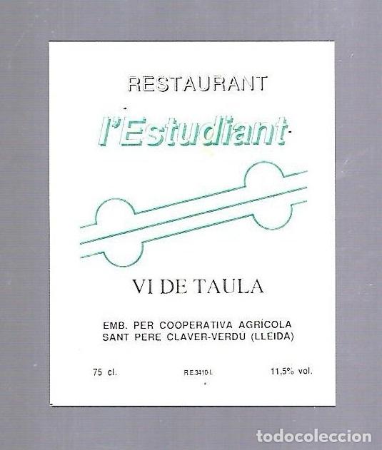 Alte Etiketten: ETIQUETA DE VINO. RESTAURANT L'ESTUDIANT