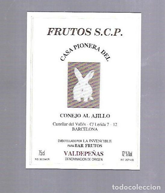 Alte Etiketten: ETIQUETA DE VINO. CASA PIONERA DEL CONEJO AL AJILLO. BARCELONA