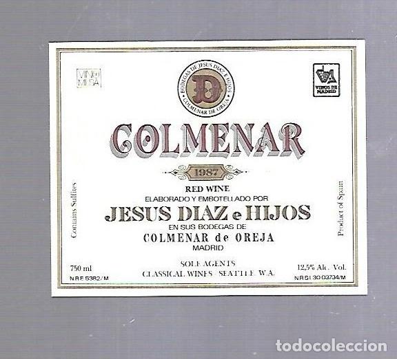 Etichette antiche: ETIQUETA DE VINO. COLMENAR. COLMENAR DE OREJA