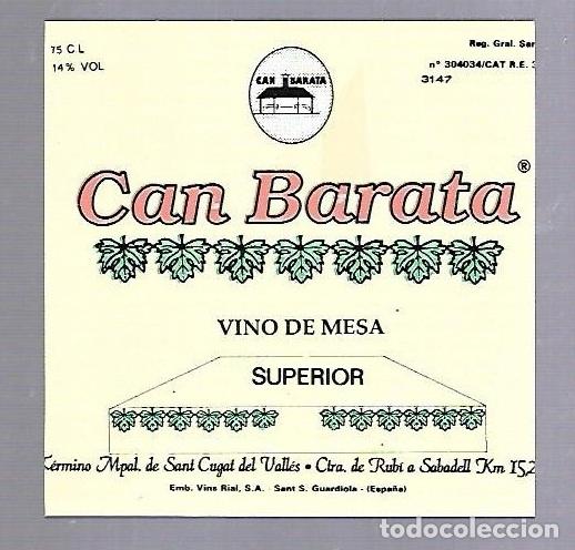 Etichette antiche: ETIQUETA DE VINO. CAN BARATA. SAN CUGAT DEL VALLES