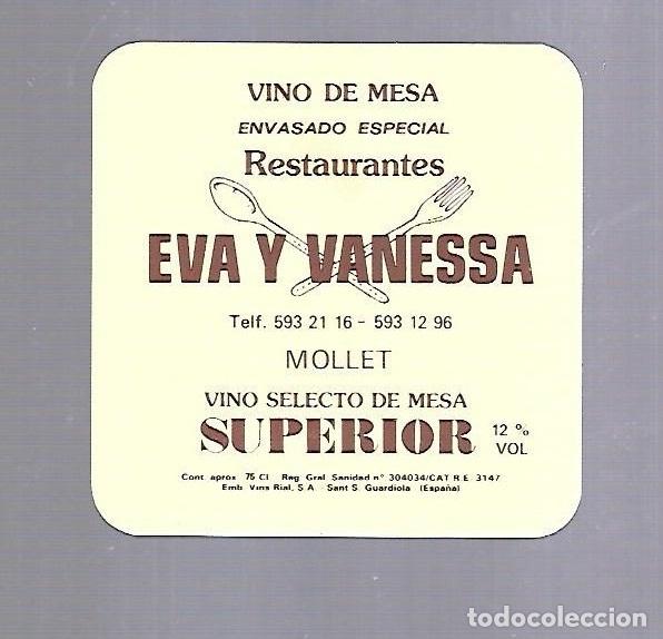 Etichette antiche: ETIQUETA DE VINO. RESTAURANTE EVA Y VANESSA. MOLLET